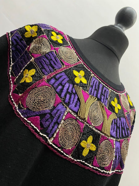 Valentino Black Virgin Wool Embroidered Poncho Top Made in Italy