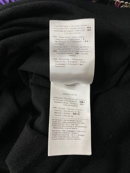 Valentino Black Virgin Wool Embroidered Poncho Top Made in Italy