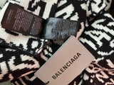 Balenciaga Black & White Intarsia Wave Logo Wool Scarf – Made in Italy