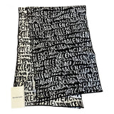 Balenciaga Black & White Intarsia Wave Logo Wool Scarf – Made in Italy