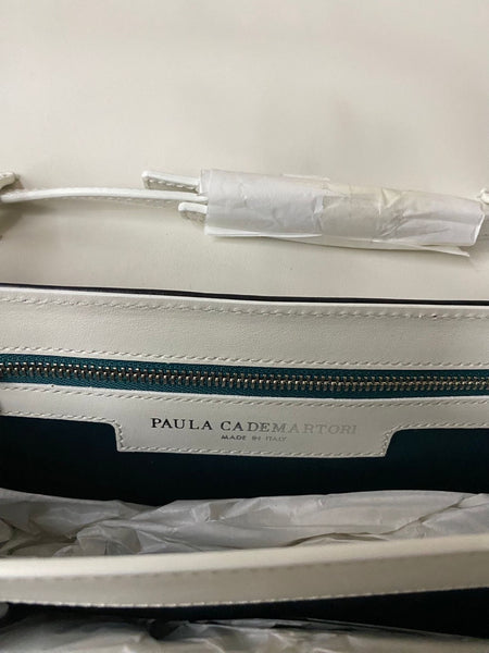 Paula Cademartori Embroidered Leather Shoulder Bag with Fur Trim