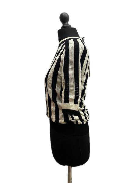 Nina Ricci Black & Ivory Wool Blend Top Made in Italy