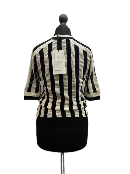 Nina Ricci Black & Ivory Wool Blend Top Made in Italy