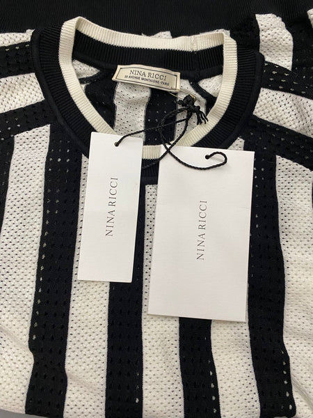 Nina Ricci Black & Ivory Wool Blend Top Made in Italy