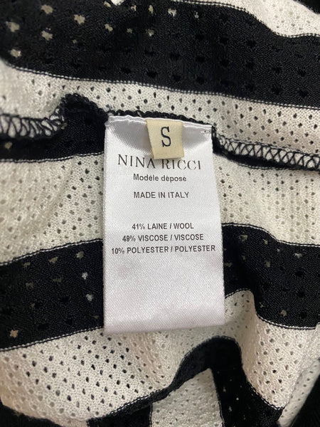 Nina Ricci Black & Ivory Wool Blend Top Made in Italy