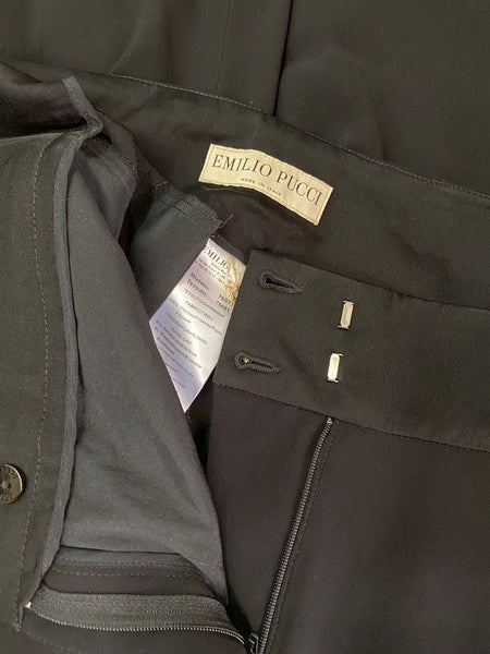 Emilio Pucci Black Straight Leg Trousers Made in Italy