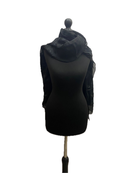 Gianni Versace Black Silk-Blend Jacquard Scarf Made in Italy