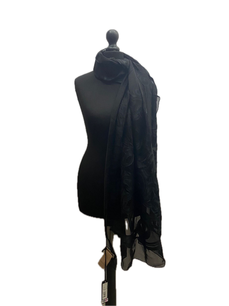 Gianni Versace Black Silk-Blend Jacquard Scarf Made in Italy