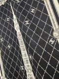 Authentic CHANEL Black & Ivory Cashmere blend Scarf – New with Box (VIP Gift) Made in France