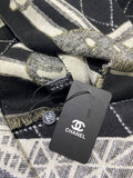 Authentic CHANEL Black & Ivory Cashmere blend Scarf – New with Box (VIP Gift) Made in France