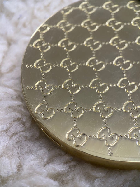 Authentic GUCCI Monogram Logo Golden Metal Beauty Compact Mirror – New with Box (VIP Gift)
