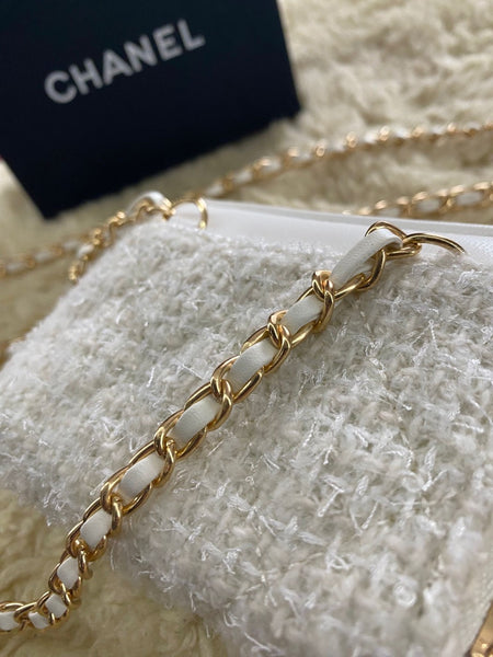 CHANEL Ivory White Tweed Makeup Shoulder New WITH Box (VIP Gift)