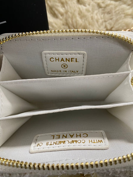 CHANEL Ivory White Tweed Makeup Shoulder New WITH Box (VIP Gift)