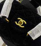 CHANEL Black Velvet Matelassé Quilted Cosmetic Bag with Chain Strap – VIP Gift (with Box & Dust Bag)