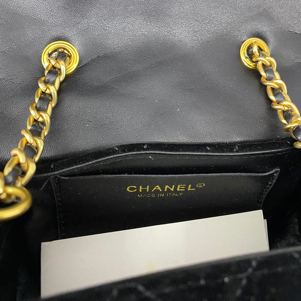 CHANEL Black Velvet Matelassé Quilted Cosmetic Bag with Chain Strap – VIP Gift (with Box & Dust Bag)
