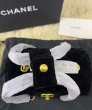 CHANEL Black Velvet Matelassé Quilted Cosmetic Bag with Chain Strap – VIP Gift (with Box & Dust Bag)