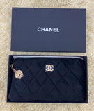 CHANEL Black Velvet Matelassé Quilted Cosmetic Pouch (Limited Edition VIP Gift)