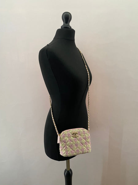 CHANEL Pink Checked Tweed Mini Shoulder Bag – New /Box & Dust Bag (VIP Gift)