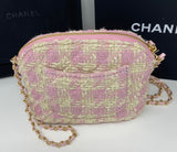 CHANEL Pink Checked Tweed Mini Shoulder Bag – New /Box & Dust Bag (VIP Gift)