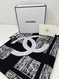 CHANEL Black & White Cashmere-Silk Scarf – VIP Gift – Made in France – With Gift Box