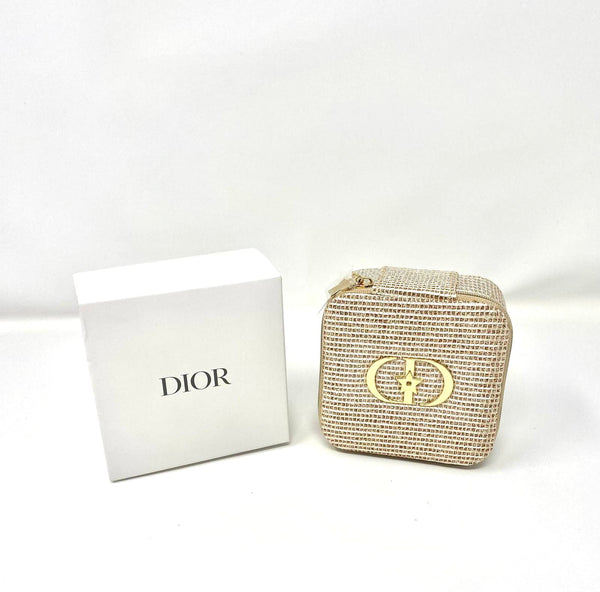 Christian Dior Shimmering Golden Logo Travel Jewellery Case, Star Charm, With Mirror – Box (Rare VIP Gift)