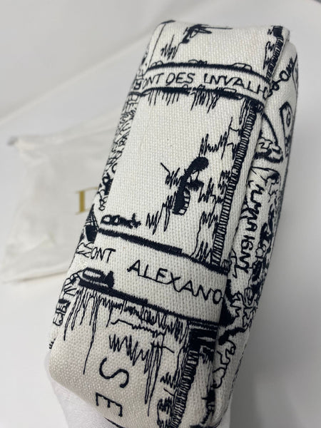 Christian Dior Plan De Paris Canvas Embroidered Makeup Bag (VIP Gift) Travel Cosmetic Bag, with Logo Pouch - Made in Italy