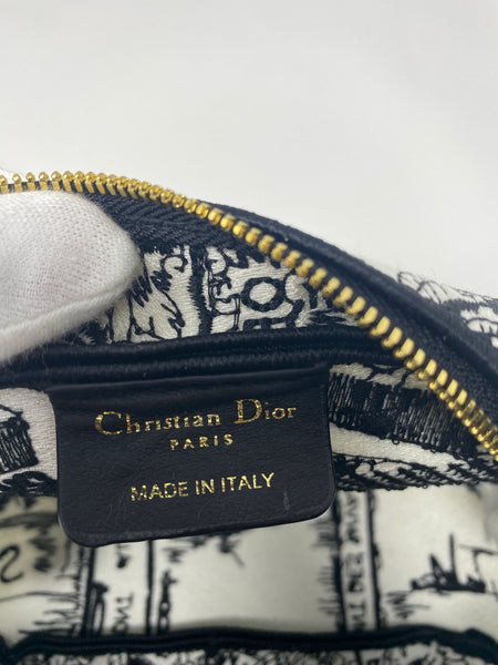 Christian Dior Plan De Paris Canvas Embroidered Makeup Bag (VIP Gift) Travel Cosmetic Bag, with Logo Pouch - Made in Italy