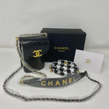 CHANEL CC Wax Leather Makeup Bag on Chain + Tweed Pouch Set (VIP Gift)  Phone Bag and Purse With Logo Box