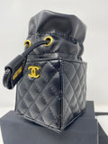 CHANEL Black Matelassé Quilted Mini Makeup Bag on Chain – (VIP Gift with Box) Made in Italy, Beauty Pouch
