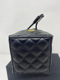 CHANEL Black Matelassé Quilted Mini Makeup Bag on Chain – (VIP Gift with Box) Made in Italy, Beauty Pouch