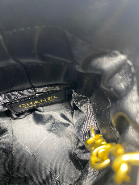 CHANEL Black Matelassé Quilted Mini Makeup Bag on Chain – (VIP Gift with Box) Made in Italy, Beauty Pouch