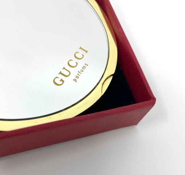 GUCCI Monogram Logo Golden Metal Beauty Compact Mirror – New with Box (VIP Gift)