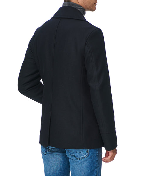 Hugo Boss Hyde Slim-fit Navy Double-breasted Wool Peacoat