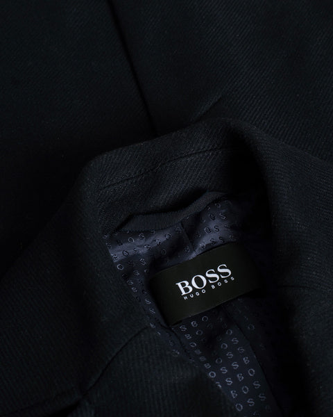 Hugo Boss Hyde Slim-fit Navy Double-breasted Wool Peacoat