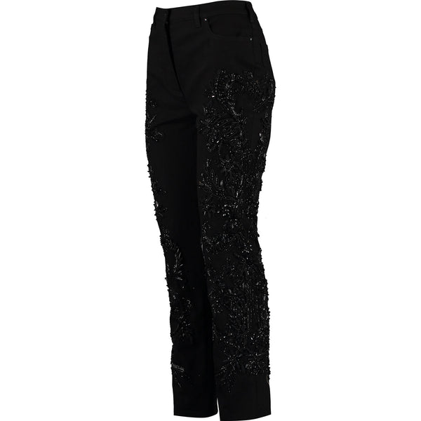 Alberta Ferretti Black Bead Embellished Slim Fit Jeans Limited Edition Made in Italy