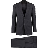 Armani Collezioni Navy Blue Grid Virgin Wool Blends Two Piece Suit
