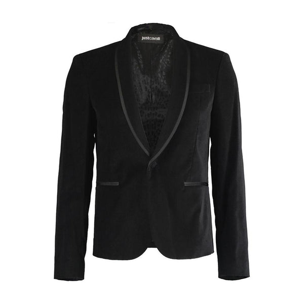 Just Cavalli Black Velvet Slim Fit Evening Blazer Made in Italy