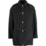 Balenciaga Black Wool Blend Hooded Oversized Overcoat
