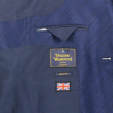 Vivienne Westwood Navy Blue Embossed Stripe Pattern Slim Fit Blazer Made in Italy