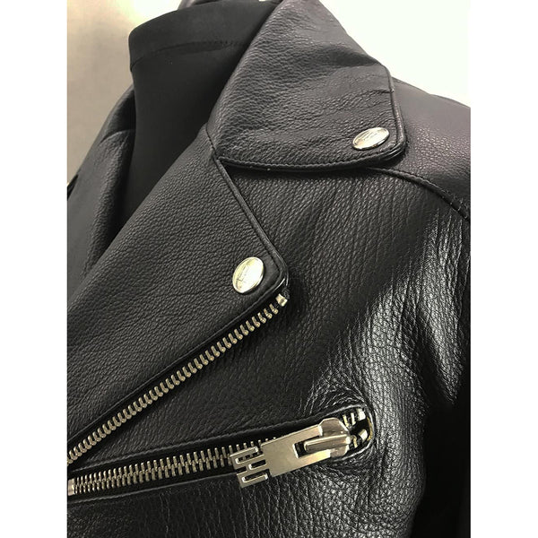 LHU URBAN Black Cowhide Leather Biker Jacket