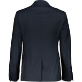 Versace Collection Navy Blue Texture Slim Fit Wool Two Piece Suit
