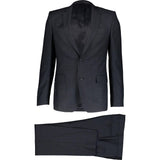 Versace Collection Dark Blue Texture Slim Fit Wool Two Piece Suit