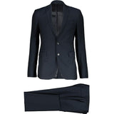 Versace Collection Navy Blue Texture Slim Fit Wool Two Piece Suit