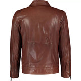 Diesel L-Luc Mens Brown Grained Lambskin Leather Jacket