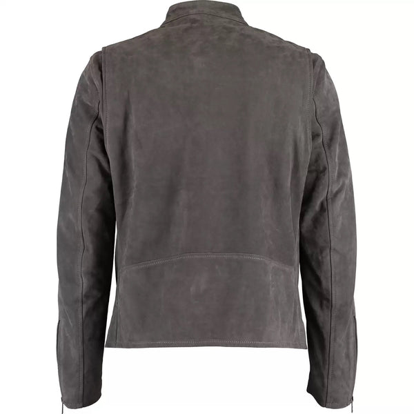 7 FOR ALL MANKIND Men's Grey Calf Leather Jacket Made In Italy