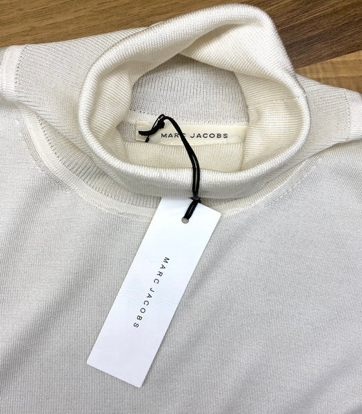 Marc Jacobs Men's Cream 100% Silk Roll Neck Jumper Made In Italy