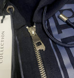 Versace Collection Men's Navy La Greca Signature Accent Zip Up Hoodie Sweatshirt