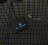 LANVIN Men's Reversible Beige & Grey Check Shark Logo Relaxed Fit Harrington Jacket