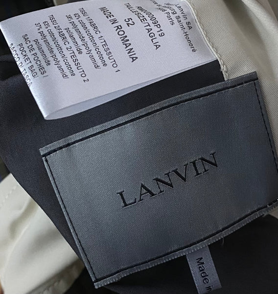LANVIN Men's Reversible Beige & Grey Check Shark Logo Relaxed Fit Harrington Jacket