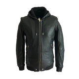Diesel L-Akura 900 Black Hooded Sheepskin Leather Jacket